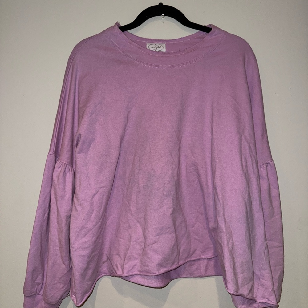 Mud Pie Purple Oversized Long Sleeve Sweatshirt